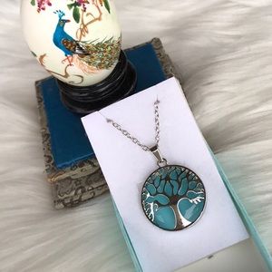 NEW ⭐️ Aquamarine Tree of Life Charm Necklace